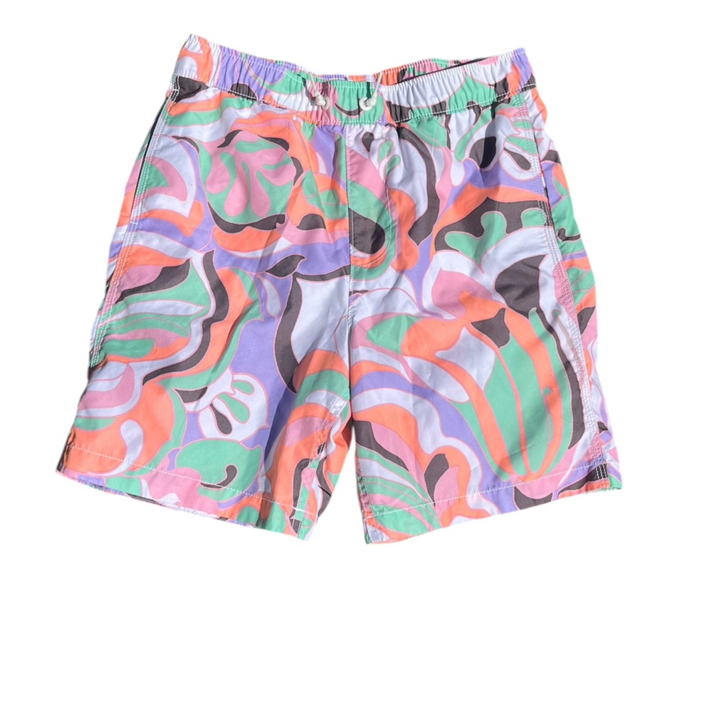 Gap Boys Swim Trunks Bottoms Purple Pink Tropical XXL 14-16 Husky UPF 50+